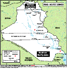 Les zones de non survol au-dessus de l'Irak