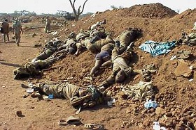 Pertes au combat: restes de soldats éthiopiens après les offensives de Tsorona avec l'Erythrée, 1999