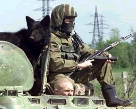 Patrouille russe à Grozny